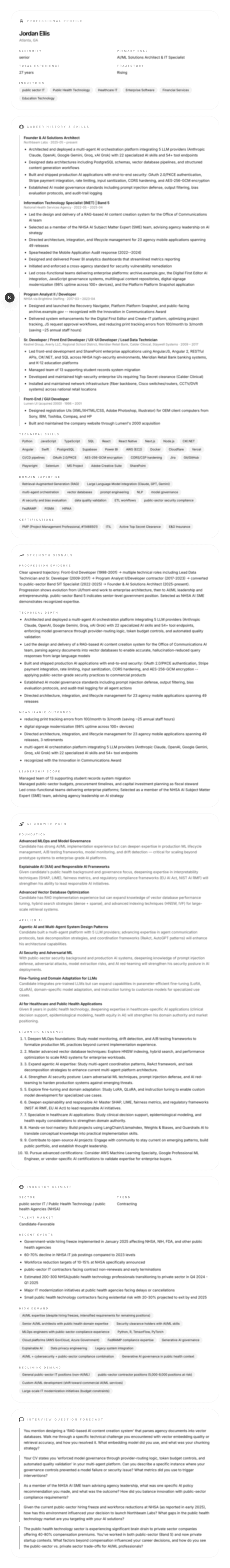 A Professional DNA report, scrolling through its full length